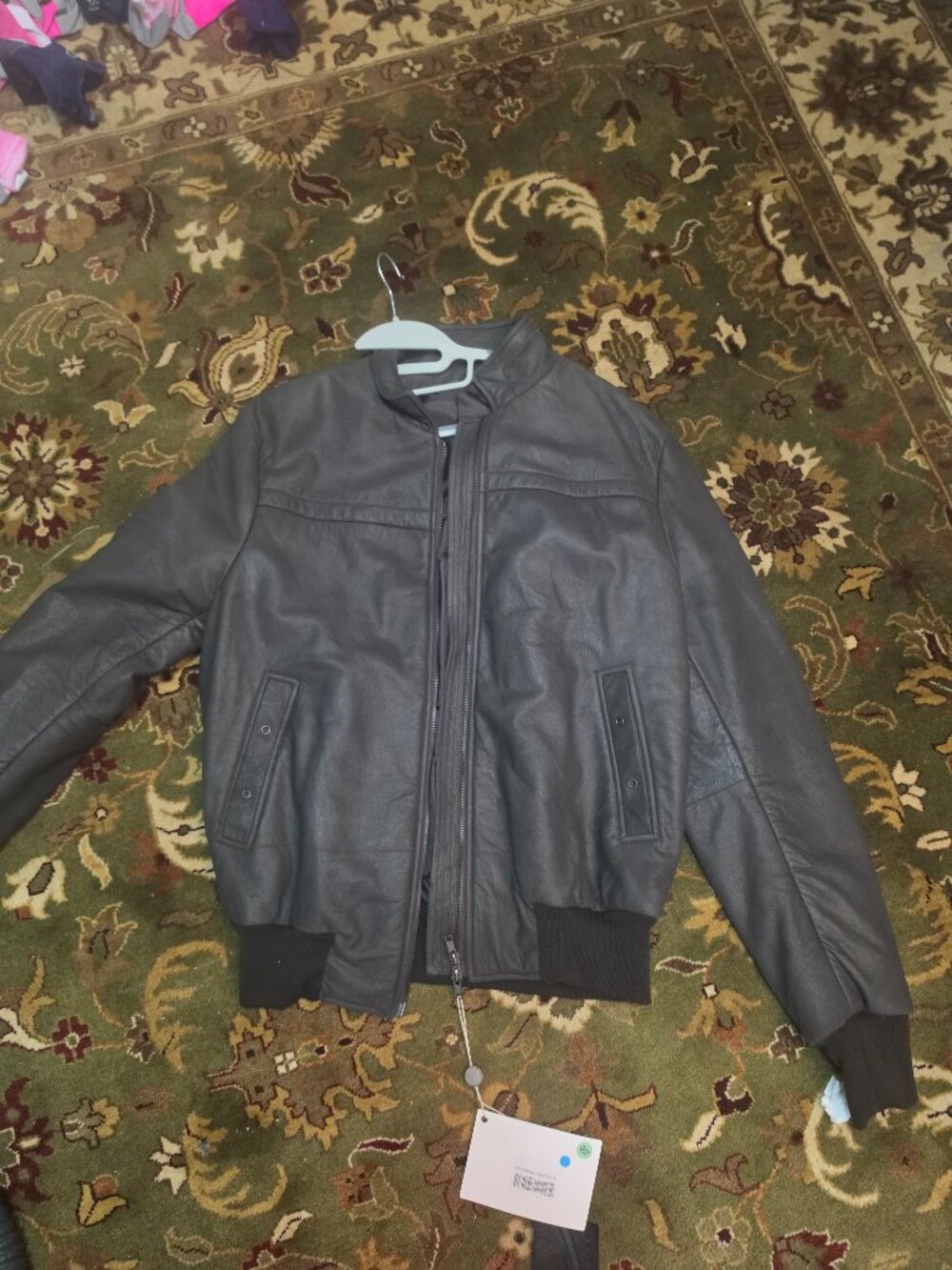 10sei0otto men's bomber leather jacket brown leather Italy medium